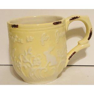 Silly Rabbit Easter Is For Jesus Ceramic Mug Yellow White 16 oz Glory Haus NEW